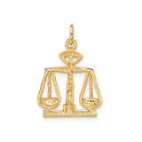 14k Yellow Gold Scales of Justice Pendant, Legal Symbol Charm for Lawyers or Judges