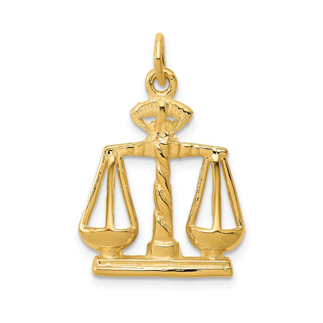 14k Yellow Gold Scales of Justice Pendant, Legal Symbol Charm for Lawyers or Judges