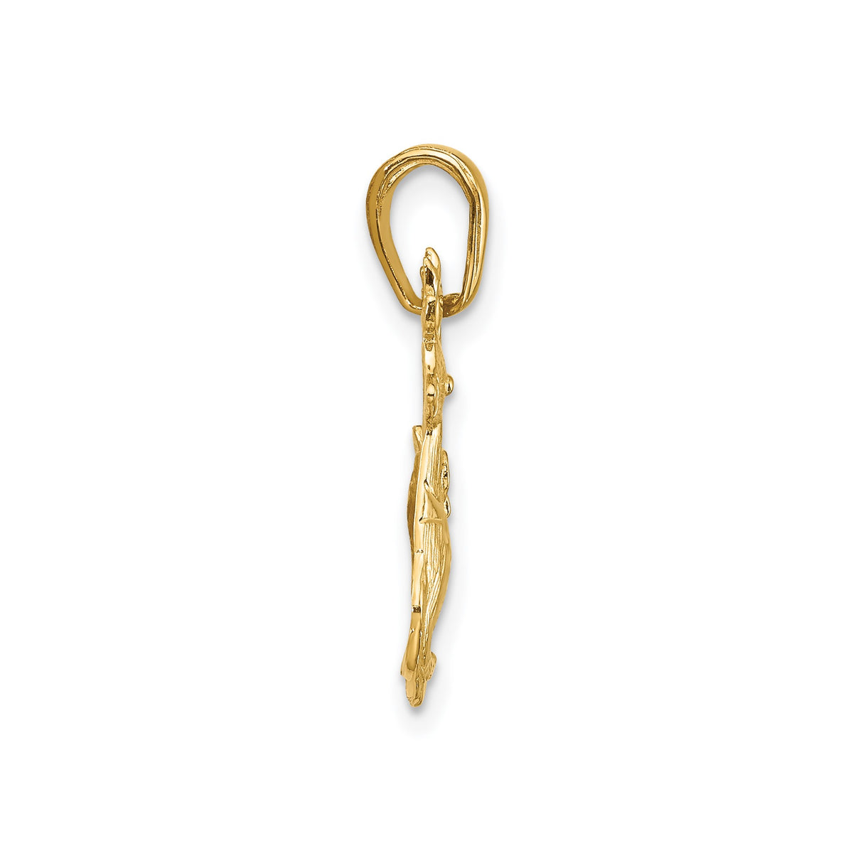 14k Yellow Gold Reindeer Pendant with Festive Bow, Christmas Charm Jewelry for Women