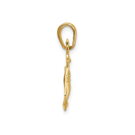 14k Yellow Gold Reindeer Pendant with Festive Bow, Christmas Charm Jewelry for Women