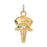 14k Yellow Gold Nurse Pendant with Caduceus Symbol, Medical Cap and Cross