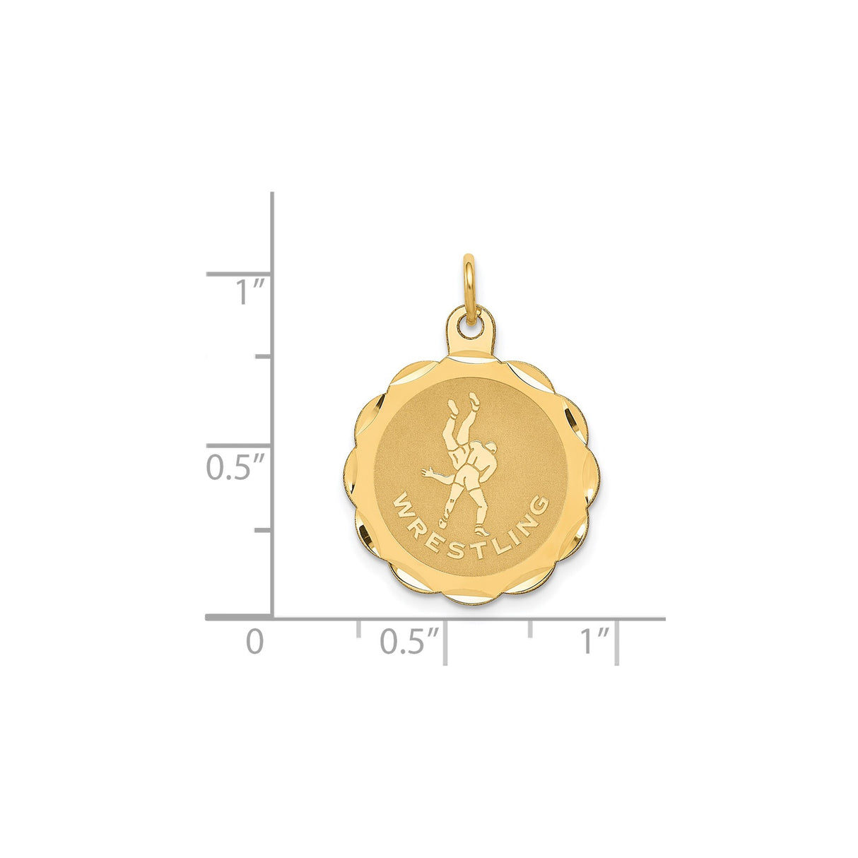 14k Yellow Gold Wrestling Pendant with Athletes in Action, Sports Charm for Men or Women