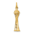 14k Yellow Gold Space Needle Pendant Charm, Detailed Seattle Skyline Landmark Jewelry