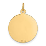 14k Yellow Gold Anniversary Pendant, Textured Circular Happy Anniversary Design Charm
