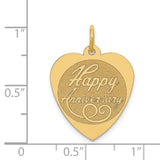 14k Yellow Gold Heart Pendant with Happy Anniversary Engraving, Romantic Keepsake Jewelry