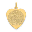 14k Yellow Gold Heart Pendant with Happy Anniversary Engraving, Romantic Keepsake Jewelry