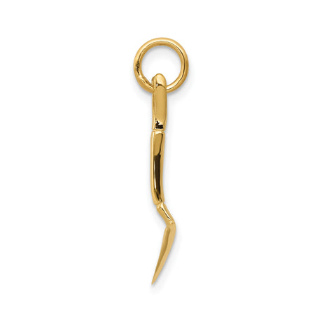 14k Yellow Gold Shovel Pendant Charm, Realistic Spade Gardening Jewelry for Unisex Wear