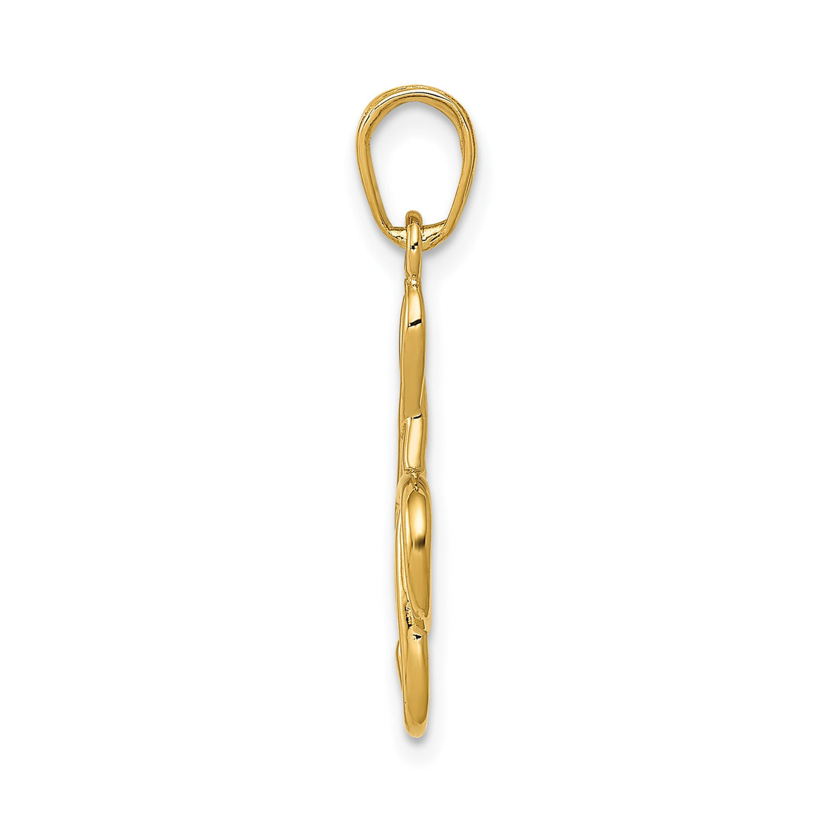 14k Yellow Gold Treble Clef Pendant with Polished Musical Note Design