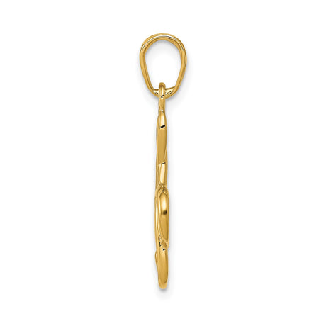 14k Yellow Gold Treble Clef Pendant with Polished Musical Note Design