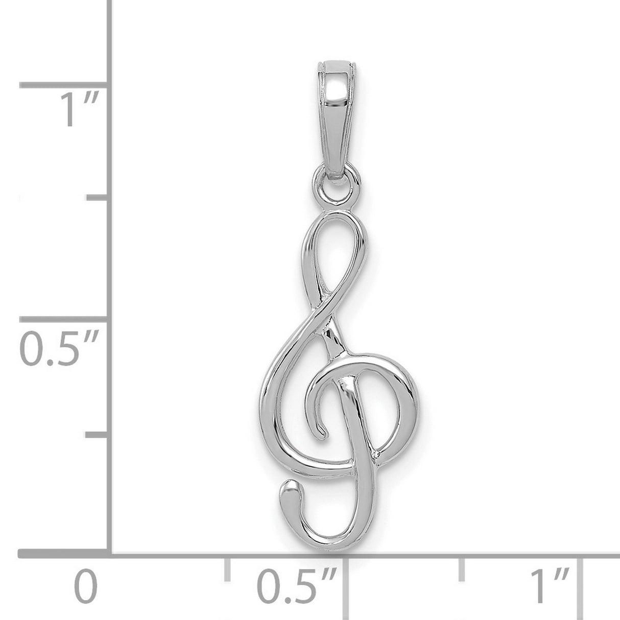 14k White Gold Treble Clef Pendant, Musical Note Charm, Artistic Design for Women or Unisex