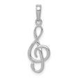 14k White Gold Treble Clef Pendant, Musical Note Charm, Artistic Design for Women or Unisex
