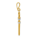 14k Yellow and Rhodium Gold Pipe Wrench Pendant, Realistic Tool Charm for Men