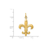 14k Yellow Gold Fleur De Lis Pendant, French Heritage Religious Charm for Women or Unisex Wear
