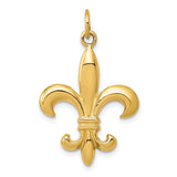 14k Yellow Gold Fleur De Lis Pendant, French Heritage Religious Charm for Women or Unisex Wear