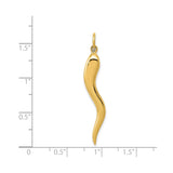 14k Yellow Gold Italian Horn Pendant, Cornicello Amulet for Evil Eye Protection, Unisex Talisman Charm