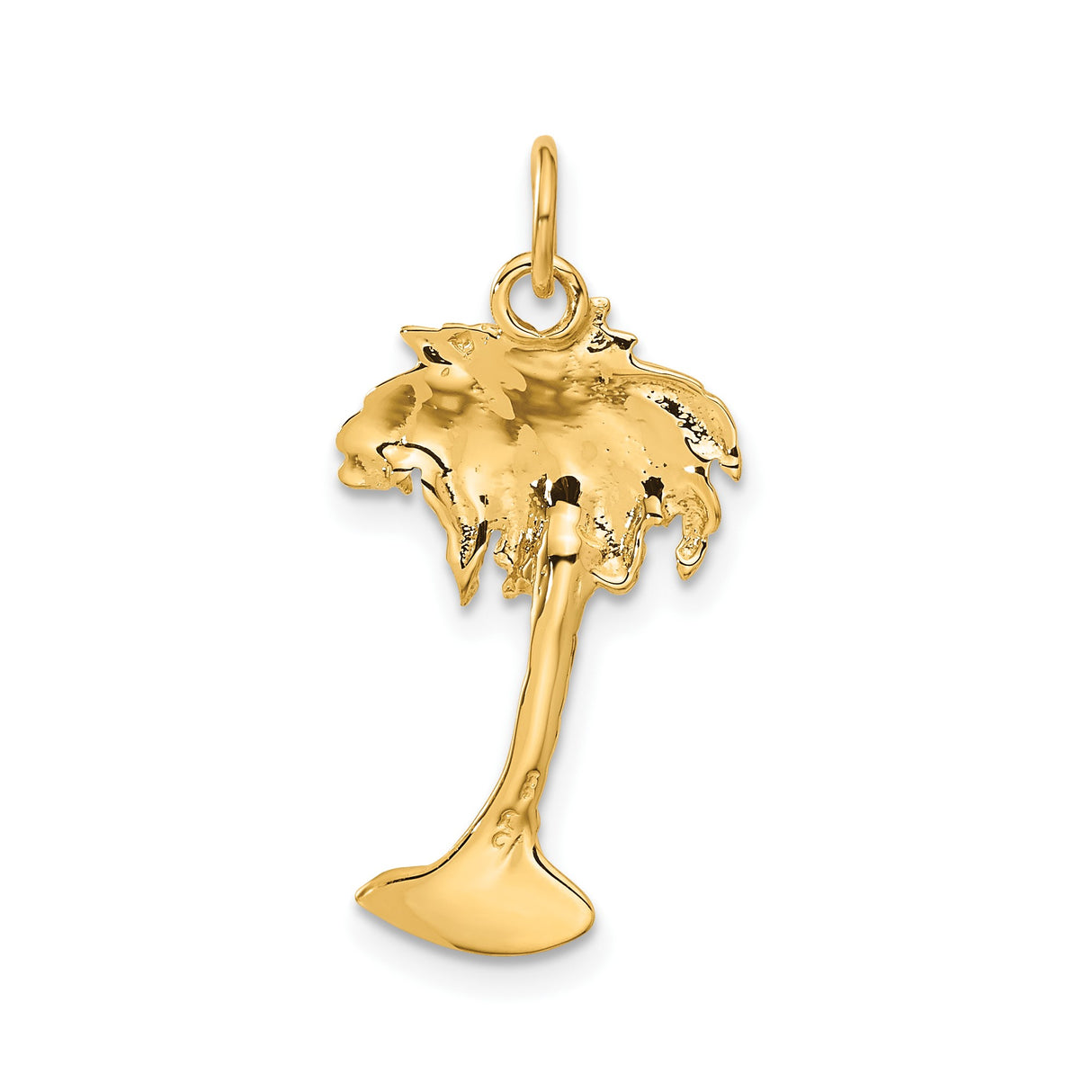 14k Yellow Gold Palm Tree Pendant, Tropical Island Charm, Nature-Inspired Summer Jewelry for Women