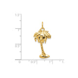 14k Yellow Gold Palm Tree Pendant, Tropical Island Charm, Nature-Inspired Summer Jewelry for Women