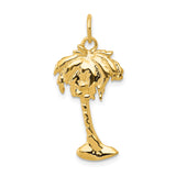 14k Yellow Gold Palm Tree Pendant, Tropical Island Charm, Nature-Inspired Summer Jewelry for Women