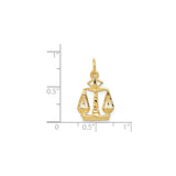14k Yellow Gold Libra Zodiac Pendant with Balanced Scales Symbol for Women or Unisex