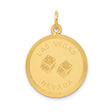 14k Yellow Gold Pendant with Las Vegas Dice Symbol, Round Medallion Charm