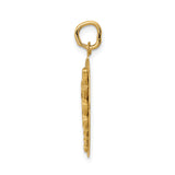 14k Yellow Gold Caduceus Pendant, Round Disc Medical Symbol with Winged Staff and Snakes
