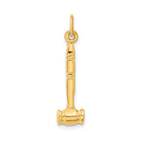 14k Yellow Gold Gavel Charm Pendant with Detailed Design, Legal Symbol for Judges or Lawyers