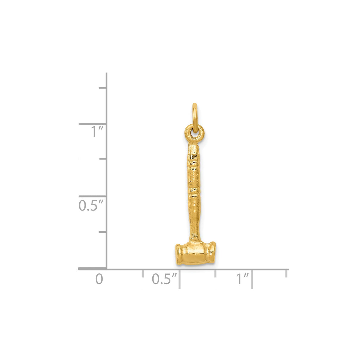 14k Yellow Gold Gavel Charm Pendant with Detailed Design, Legal Symbol for Judges or Lawyers