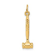 14k Yellow Gold Gavel Charm Pendant with Detailed Design, Legal Symbol for Judges or Lawyers