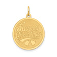 14k Yellow Gold Round Pendant with Merry Christmas Engraving and Holiday Bells