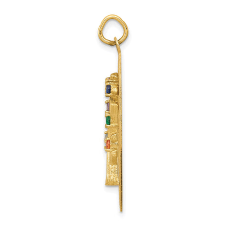 14k Yellow Gold Tree of Life Pendant with Cubic Zirconia and Birthstone Accents