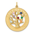 14k Yellow Gold Tree of Life Pendant with Cubic Zirconia and Birthstone Accents