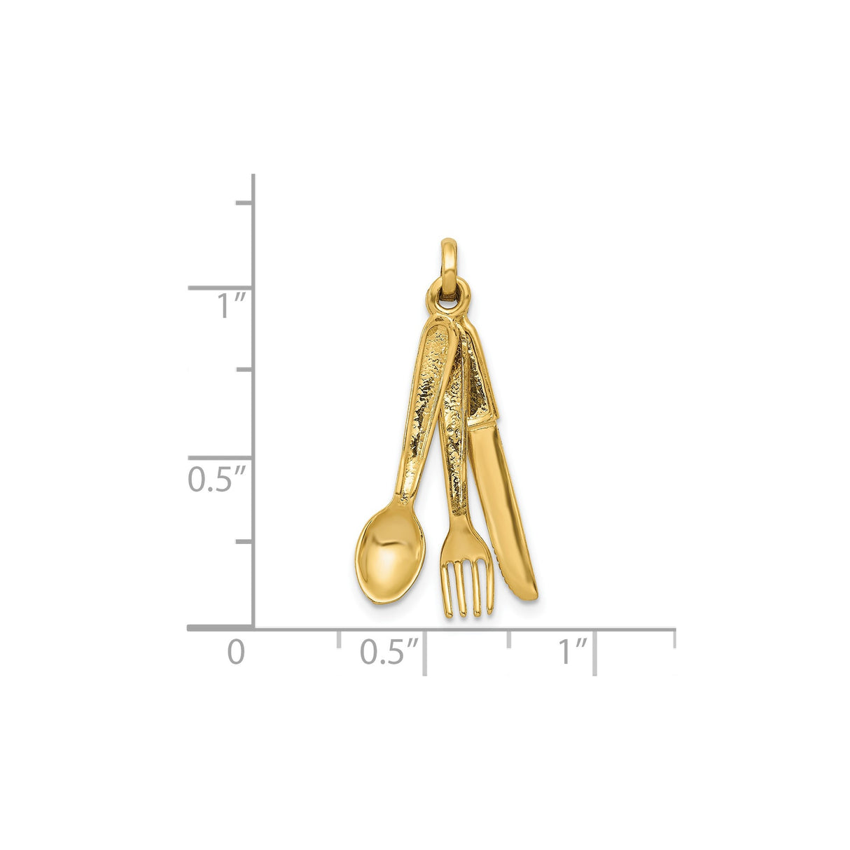 14k Yellow Gold Mini Utensil Pendant with Spoon Fork Knife Charms, Culinary Jewelry for Chefs