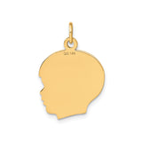 14k Yellow Gold Boy Profile Pendant, Sentimental Keepsake Charm for Women