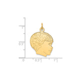 14k Yellow Gold Boy Profile Pendant, Sentimental Keepsake Charm for Women