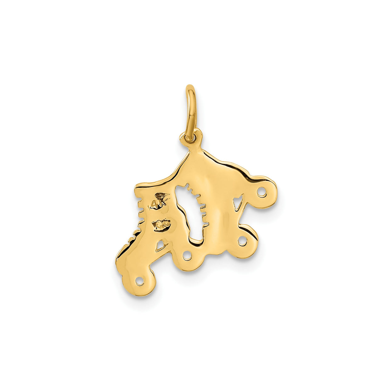 14k Yellow Gold Roller Skate Pendant Charm with Cut-Out Design, Retro Unisex Skating Jewelry