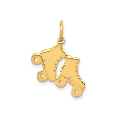 14k Yellow Gold Roller Skate Pendant Charm with Cut-Out Design, Retro Unisex Skating Jewelry