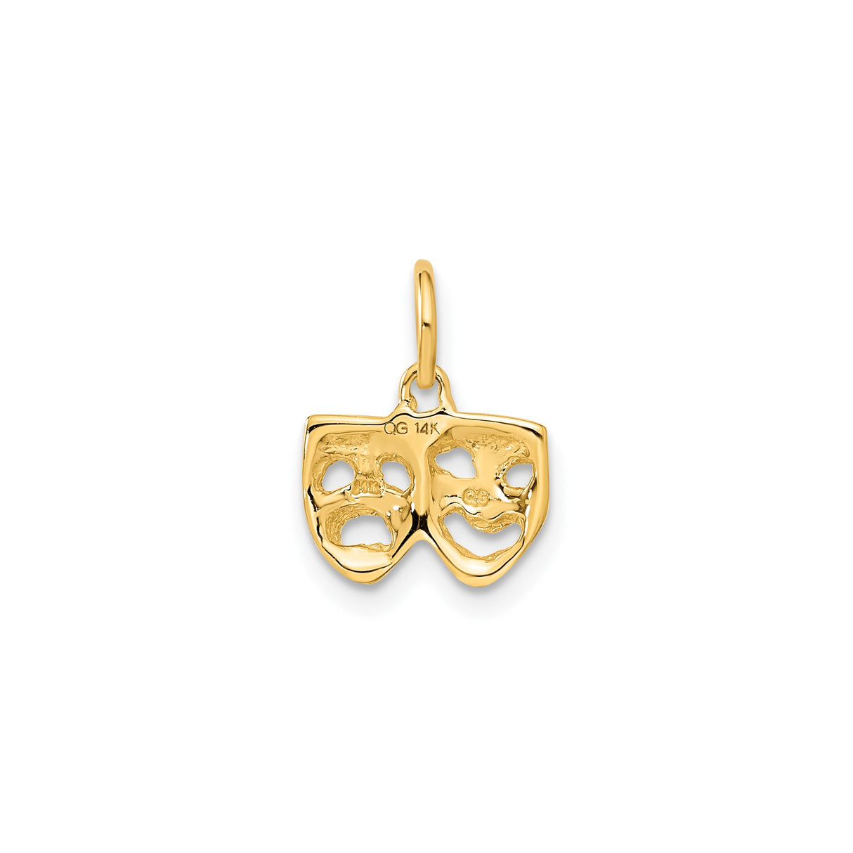 14k Yellow Gold Comedy and Tragedy Theater Mask Pendant, Performing Arts Charm