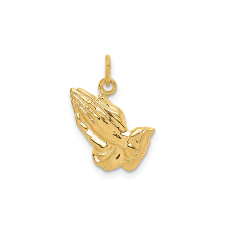 14k Yellow Gold Praying Hands Pendant, Religious Christian Jewelry for Men or Women