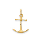 14k Yellow Gold Anchor Pendant, Nautical Faith Symbol for Women or Unisex Wear