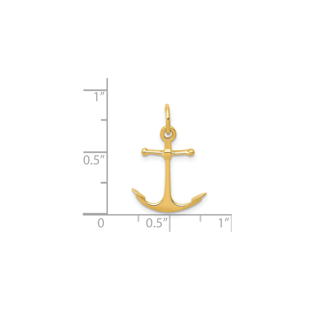 14k Yellow Gold Anchor Pendant, Nautical Faith Symbol for Women or Unisex Wear