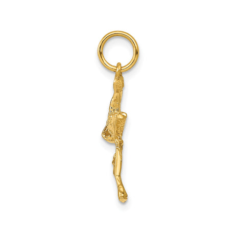 14k Yellow Gold Stork Pendant with Baby Bundle, Symbolic Motherhood Charm for Women