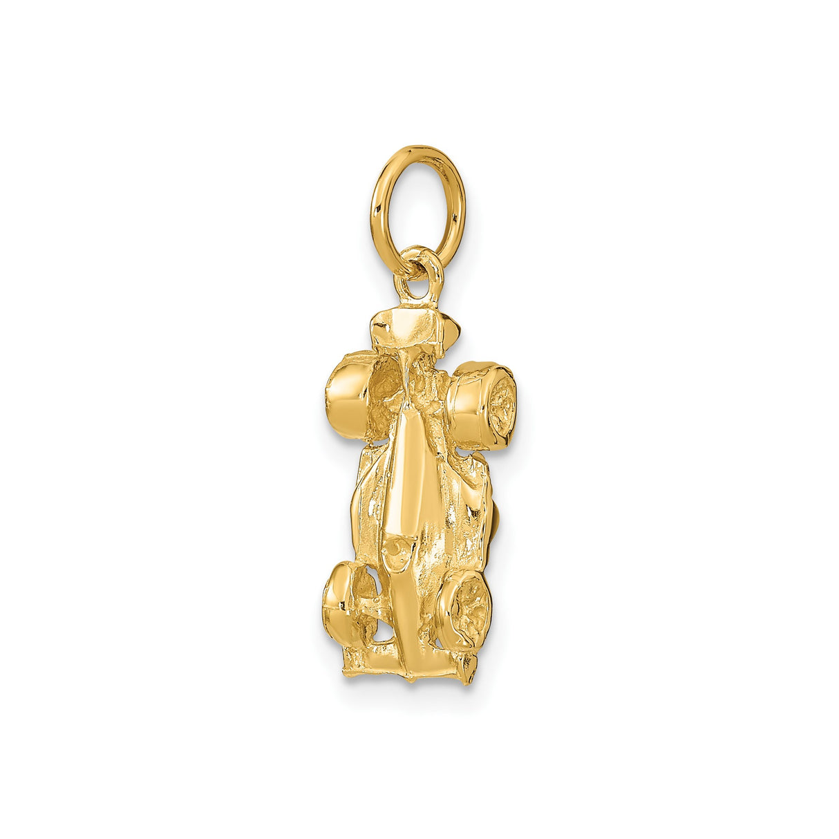 14k Yellow Gold Race Car Pendant, Formula One Style Charm for Men or Unisex