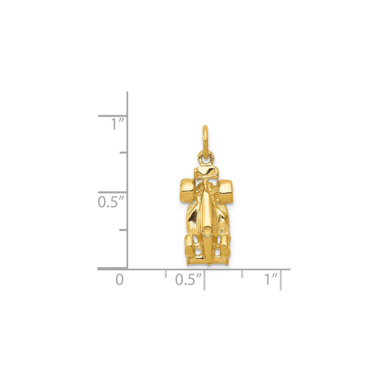 14k Yellow Gold Race Car Pendant, Formula One Style Charm for Men or Unisex