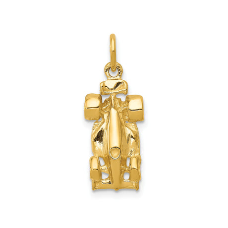 14k Yellow Gold Race Car Pendant, Formula One Style Charm for Men or Unisex