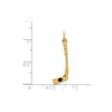 14k Yellow Gold Hockey Stick Pendant with Puck Detail, Unisex Sports Charm