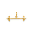 14k Yellow Gold Barbell Pendant Charm, Fitness Weight Plate Design, Unisex Gym Jewelry