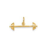 14k Yellow Gold Barbell Pendant Charm, Fitness Weight Plate Design, Unisex Gym Jewelry