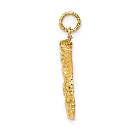 14k Yellow Gold Cowboy Boot Pendant with Western Spur Design, Country Style Charm