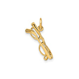 14k Yellow Gold Eyeglasses Pendant, Miniature Glasses Charm with Academic Theme for Women or Unisex