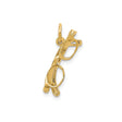 14k Yellow Gold Eyeglasses Pendant, Miniature Glasses Charm with Academic Theme for Women or Unisex